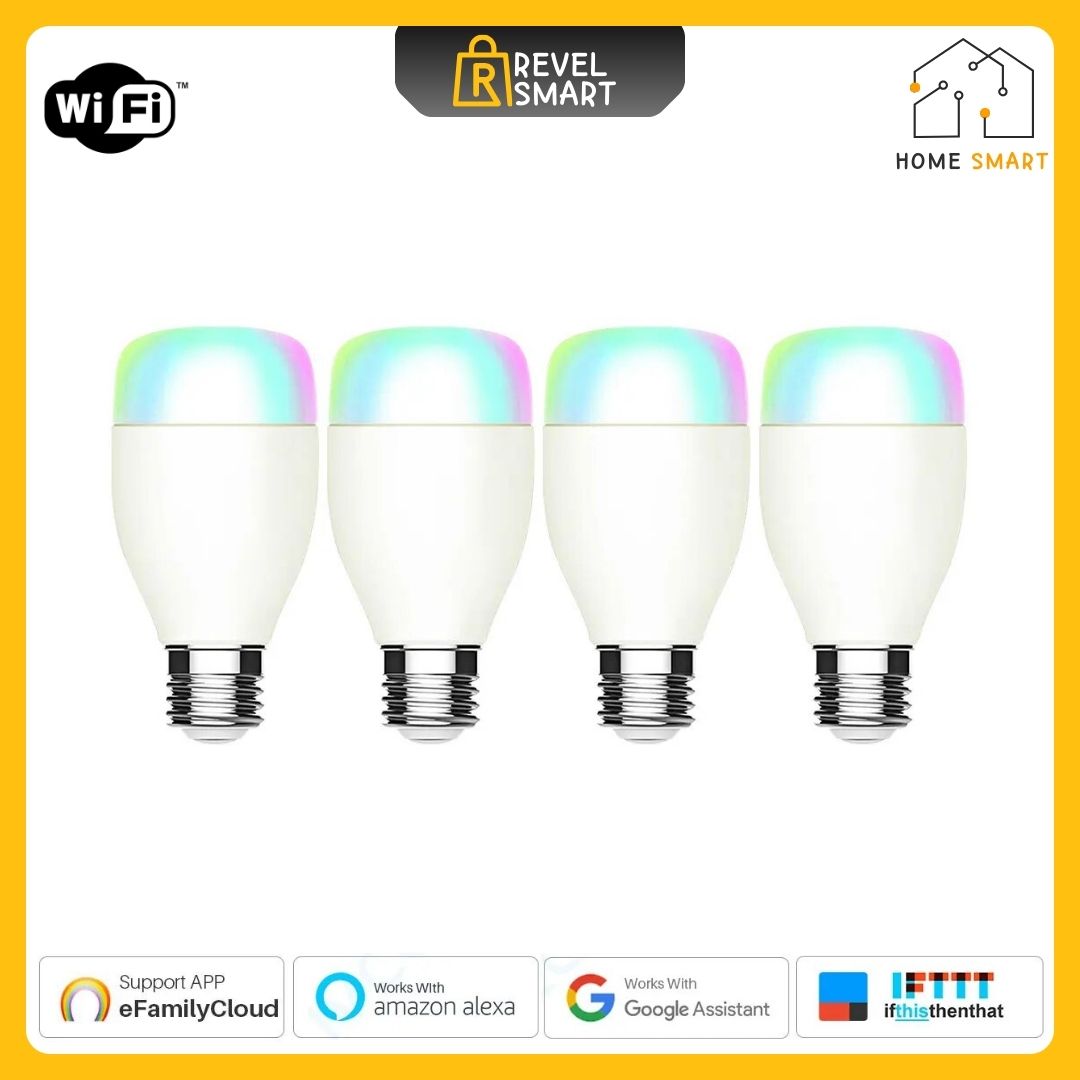 Smart Lighting Wi-Fi, LED, Lamp E27, Multiple colors, 4 pieces