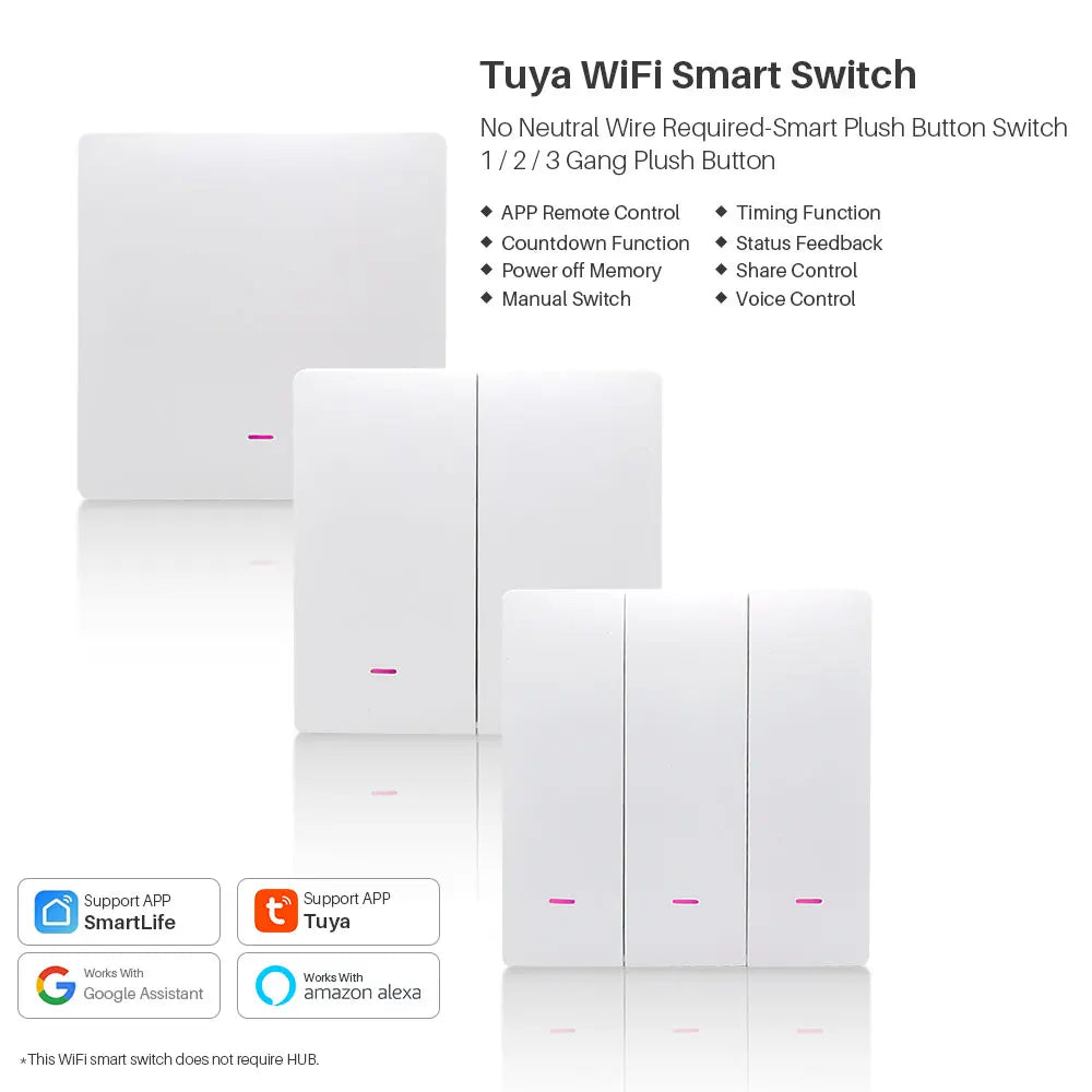 Smart Wall Light Switches, Supports WIFI, maxload 600W