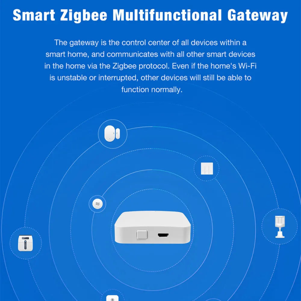Smart Gateway Hub, Support ZigBee 3.0, Wireless Remote Controller
