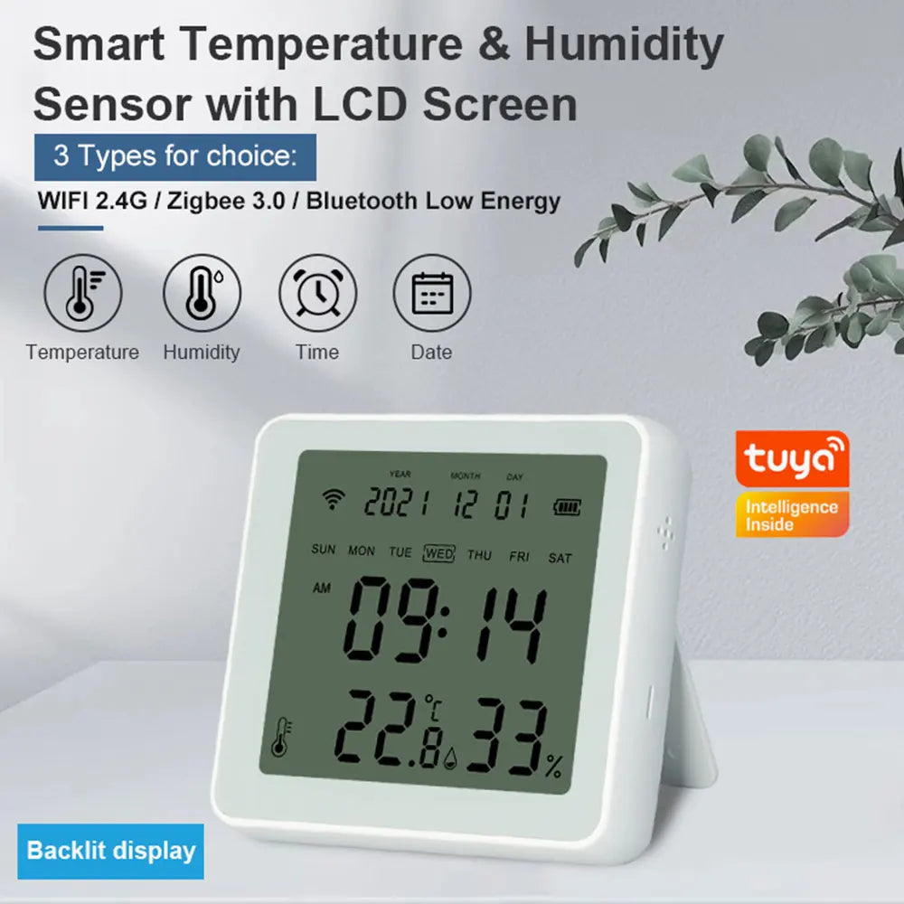 Temperature Humidity Sensor Bluetooth, With LCD Display Backlight