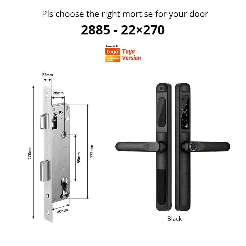 YRHAND A6 TYB 2885 Smart Door Lock from YRHAND  Made of Aluminum Black Color