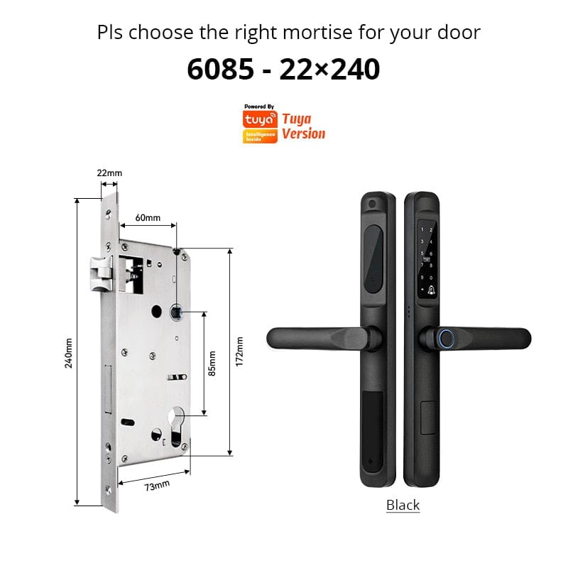 YRHAND A6 TYB 6085 Smart Door Lock from YRHAND  Made of Aluminum Black Color