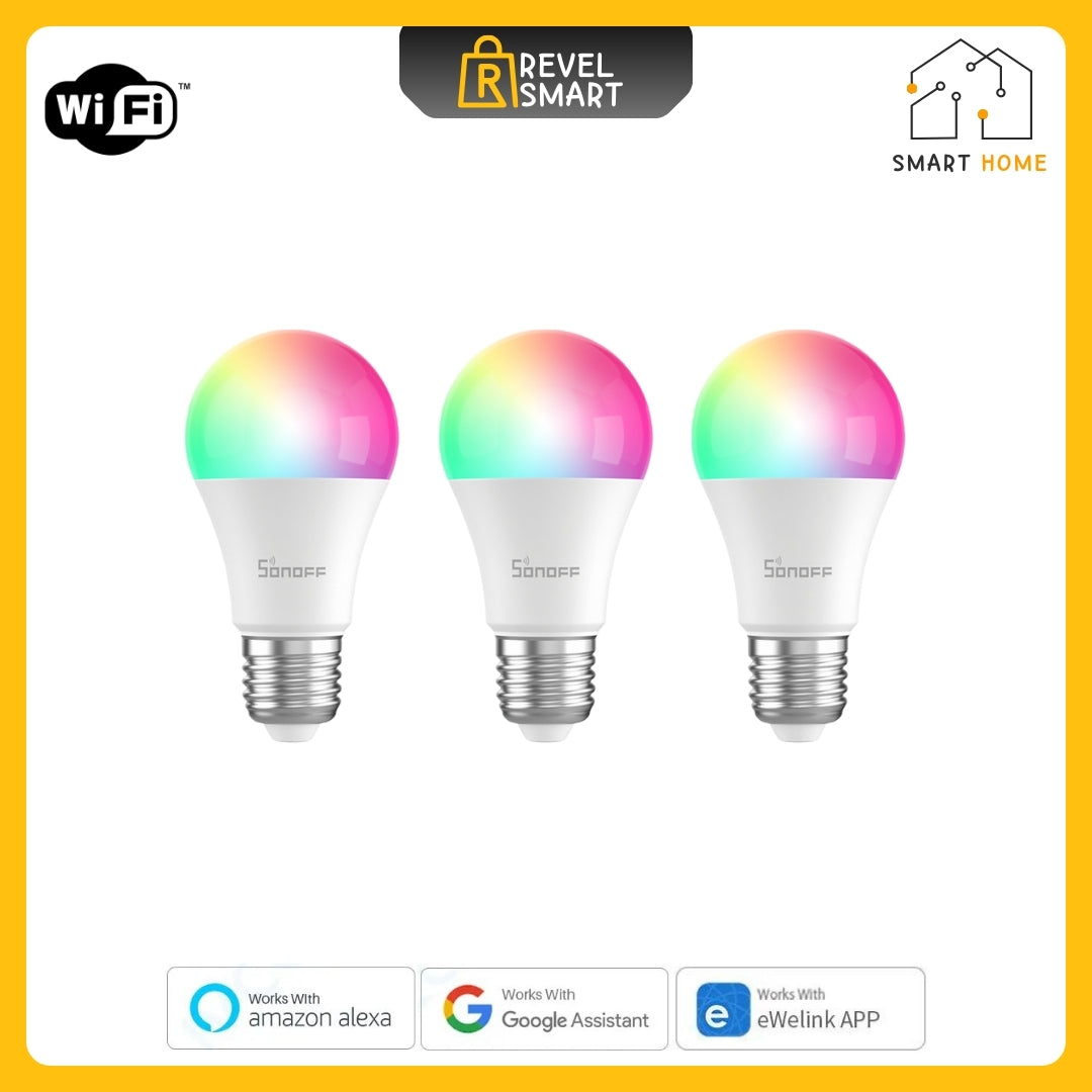 Smart Lighting Wi-Fi, B05-BL-A60 Version, Lamp E27, Bulb Dimmer, LED, 3 pieces, From SONOFF