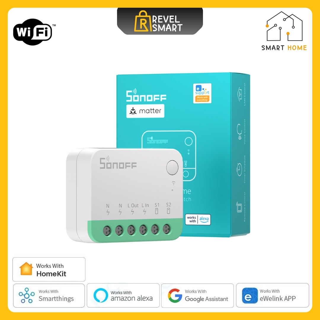 وحدة تبديل WiFi ذكية، من SONOFF، إصدار MINIR4M، أقصى حمل 10 أمبير، تدعم Matter