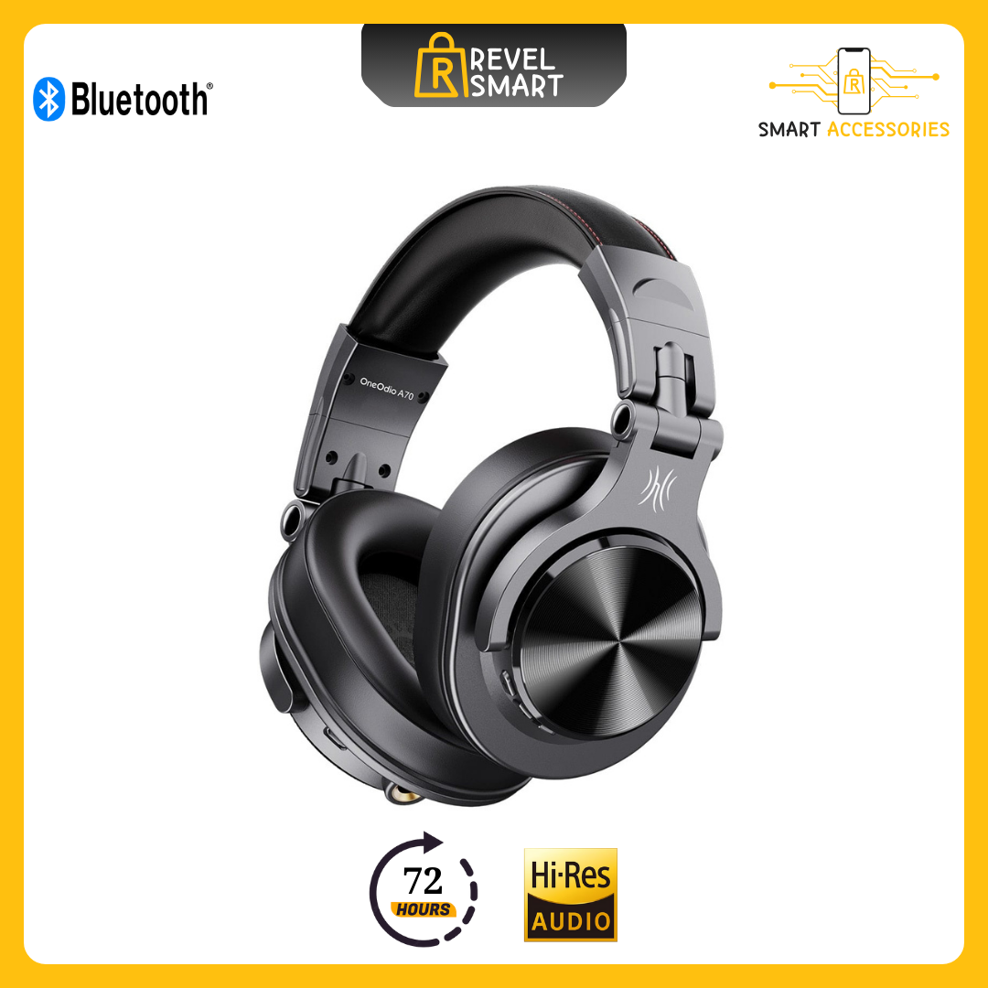 OneOdio Wireless Headphone, Version A70, Supports Bluetooth 5.2, Playtime up to 72 Hours, Color Black