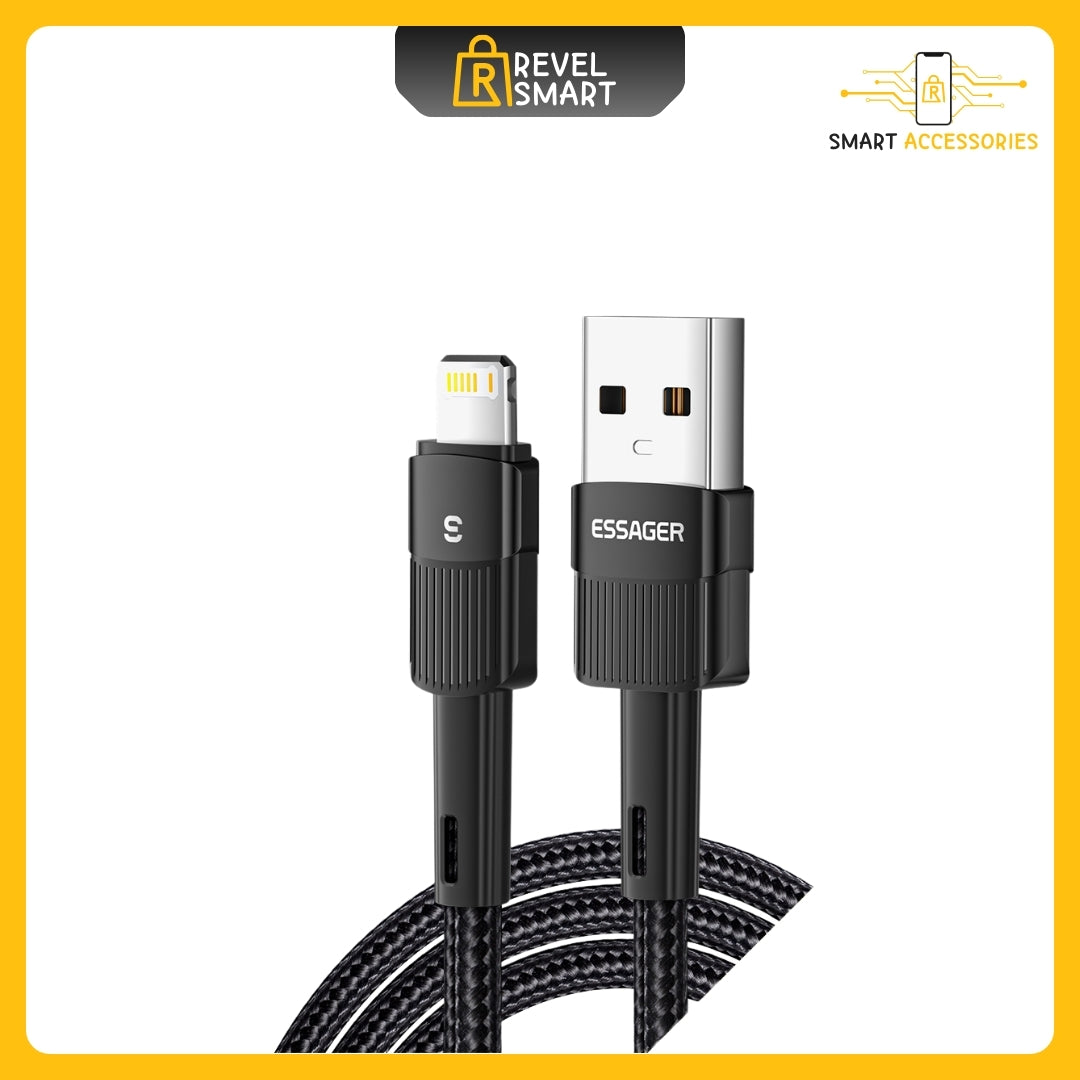 كابل شحن USB A إلى Lightning من Essager، لون أسود