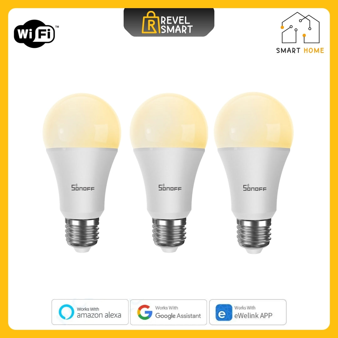 إضاءة ذكية واي فاي، من SONOFF، LED، مصباح E27، إصدار B02-BL-A60، ألوان مزدوجة باردة ودافئة، 3 قطع