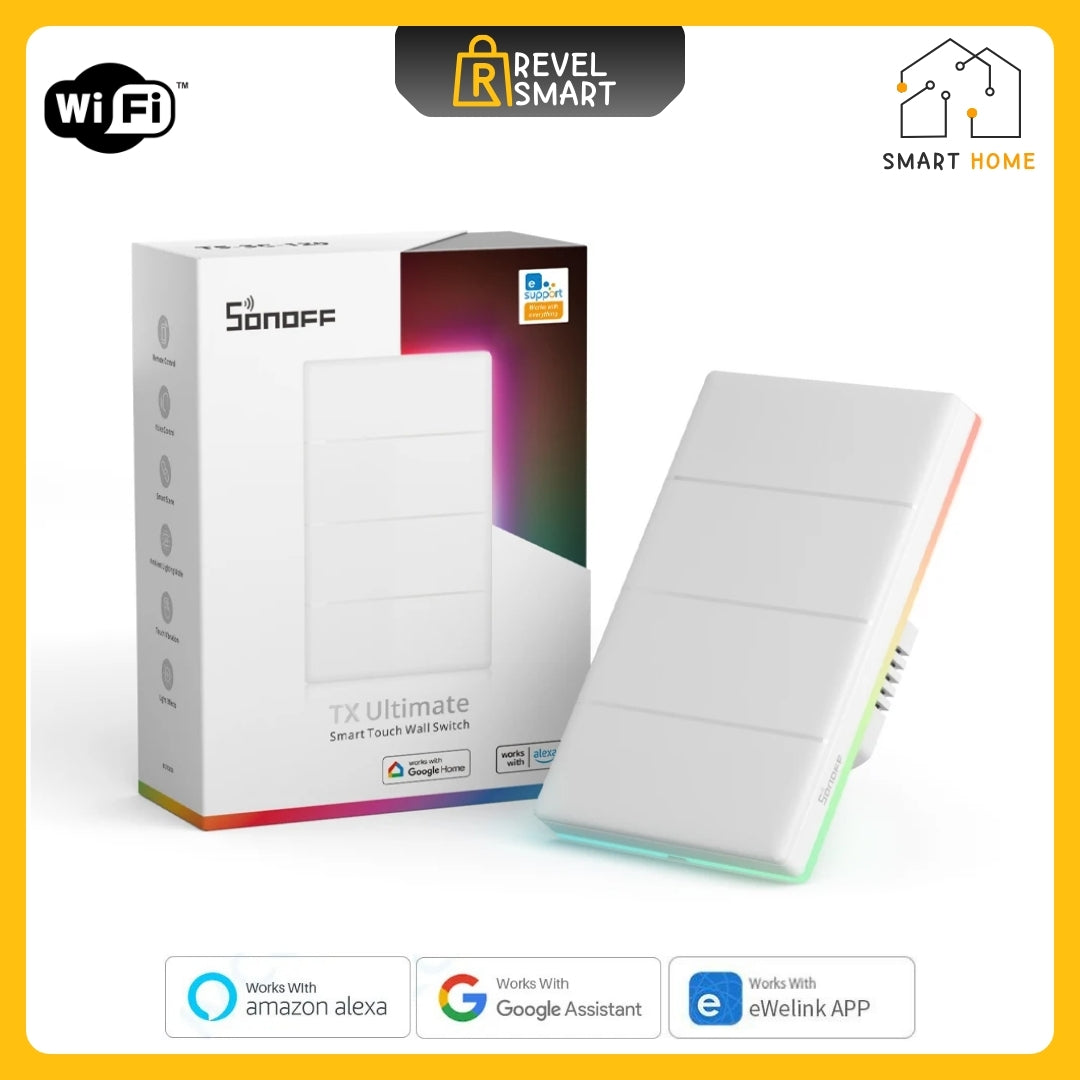 Smart Wall Switch, From SONOFF, T5 US120 version, Supports WIFI, Maxload 16A, With side lighting