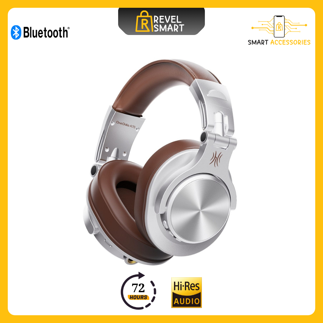 OneOdio Wireless Headphone, Version A70, Supports Bluetooth 5.2, Playtime up to 72 Hours, Color Silver brown