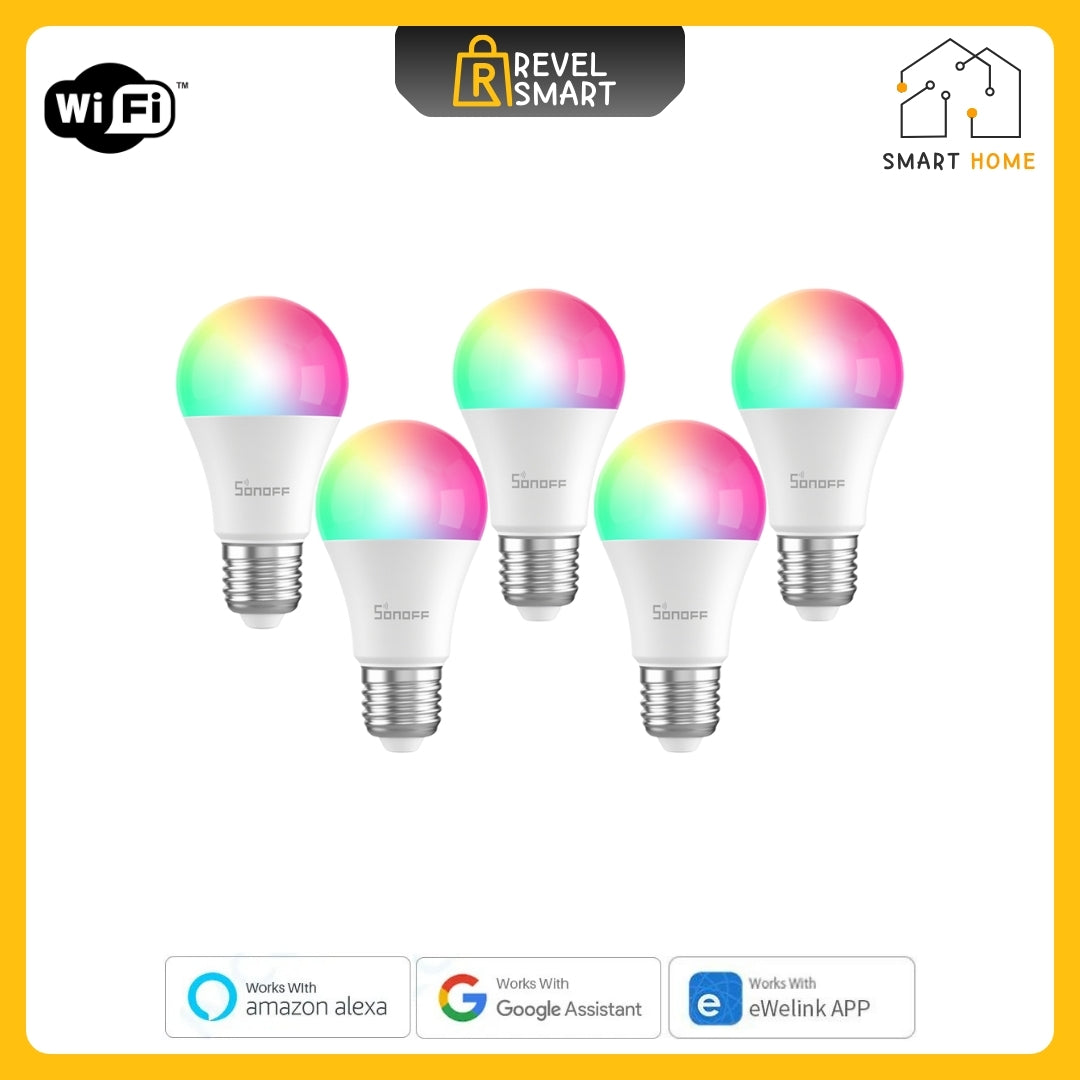 إضاءة ذكية واي فاي، إصدار B05-BL-A60، مصباح E27، باهت، LED، 5 قطع، من SONOFF