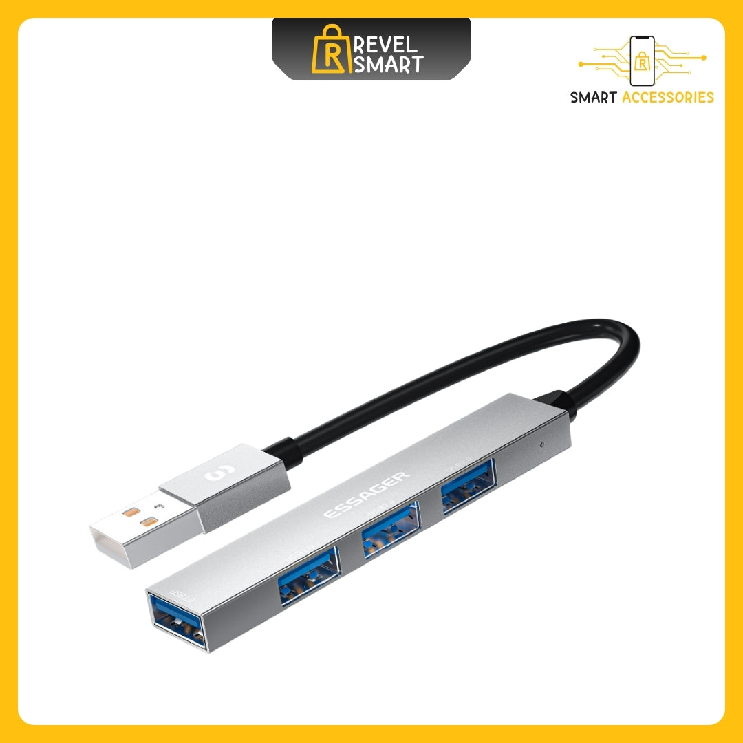 USB Hub Type-C, From Essager, 4 in 1, Color Sliver