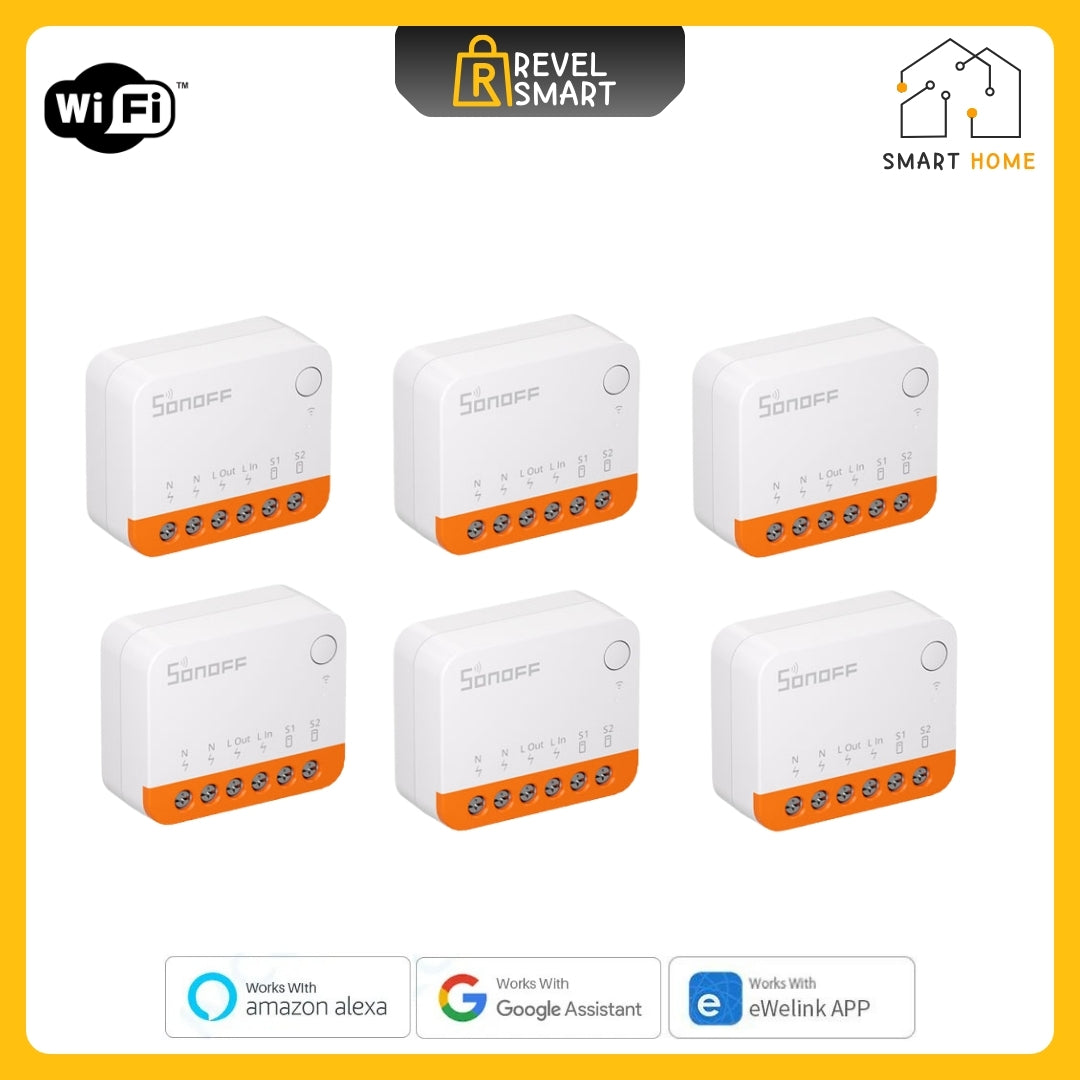 وحدة تبديل ذكية، من SONOFF، تدعم شبكة Wi-Fi اللاسلكية، إصدار MINIR4 MINI، أقصى حمل 10 أمبير، تدعم تحويل المفتاح العادي إلى مفتاح ذكي، 6 قطع