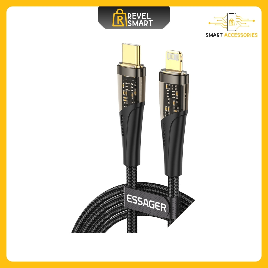 Charge Cable Type C To Lightning, PD 20W, From Essager, Color Black