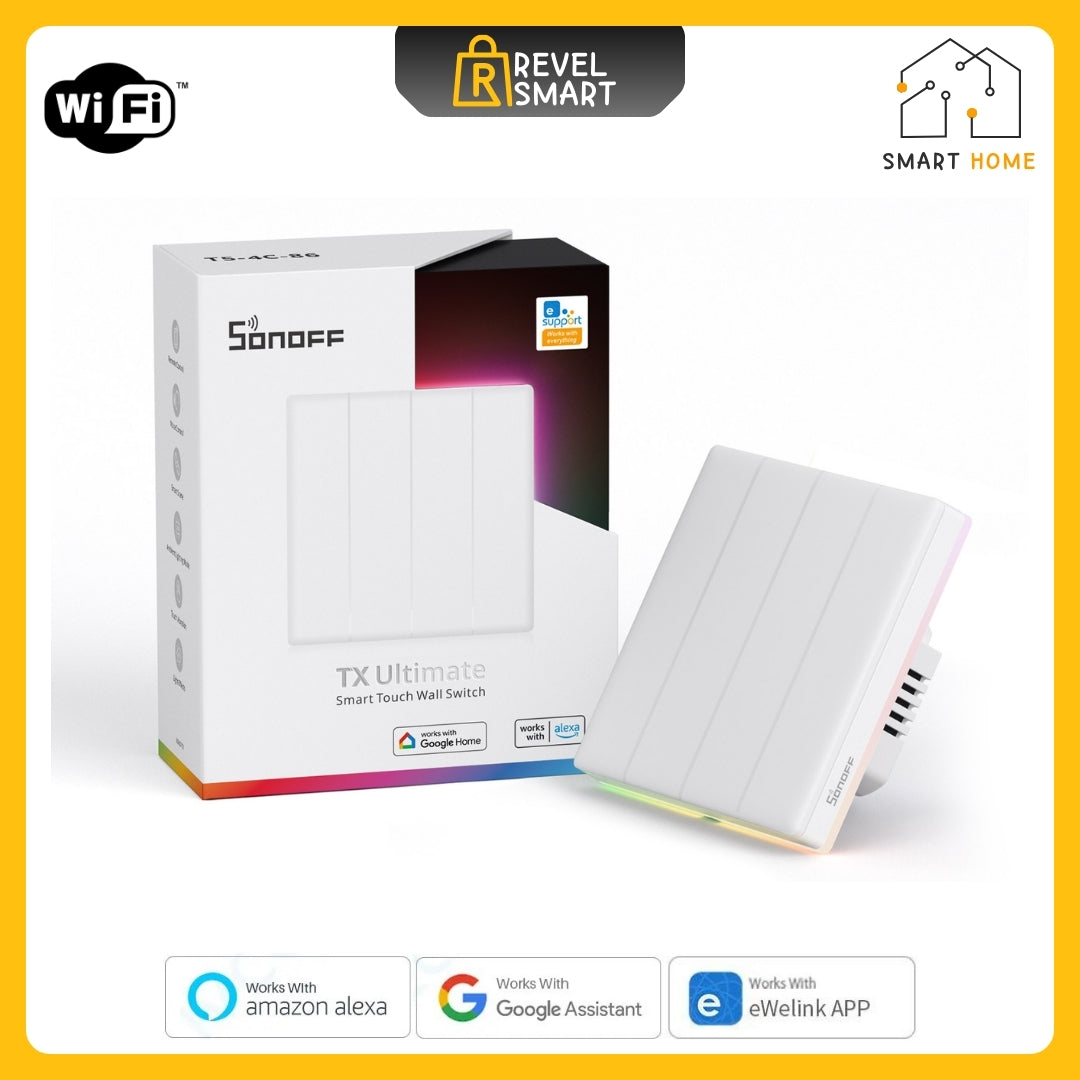 Smart Wall Switch, From SONOFF, T5 version, Supports WIFI, Maxload 15A, With side lighting