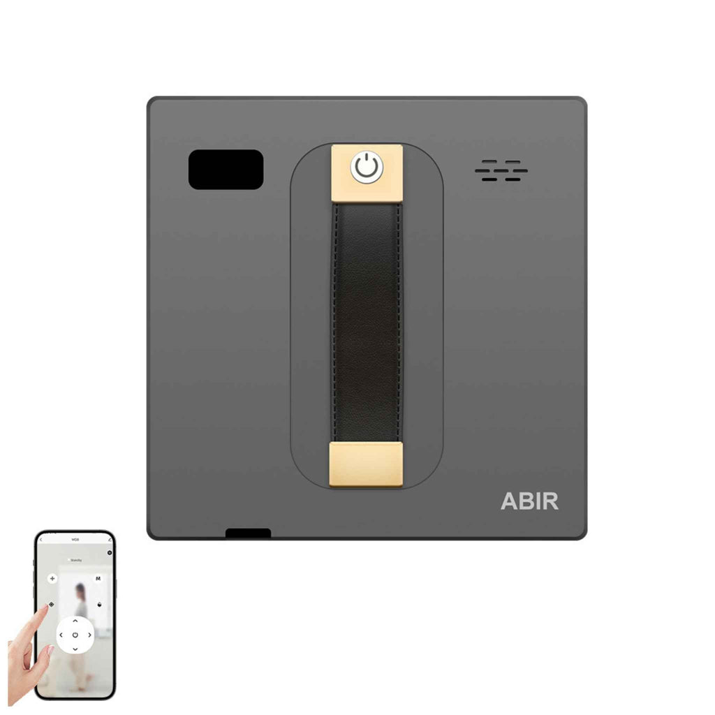 ABIR WD8 Smart Window Cleaning Robot with SLAM 4.0 System, Dual Ultrasonic Water Spray, and Quiet Operation.