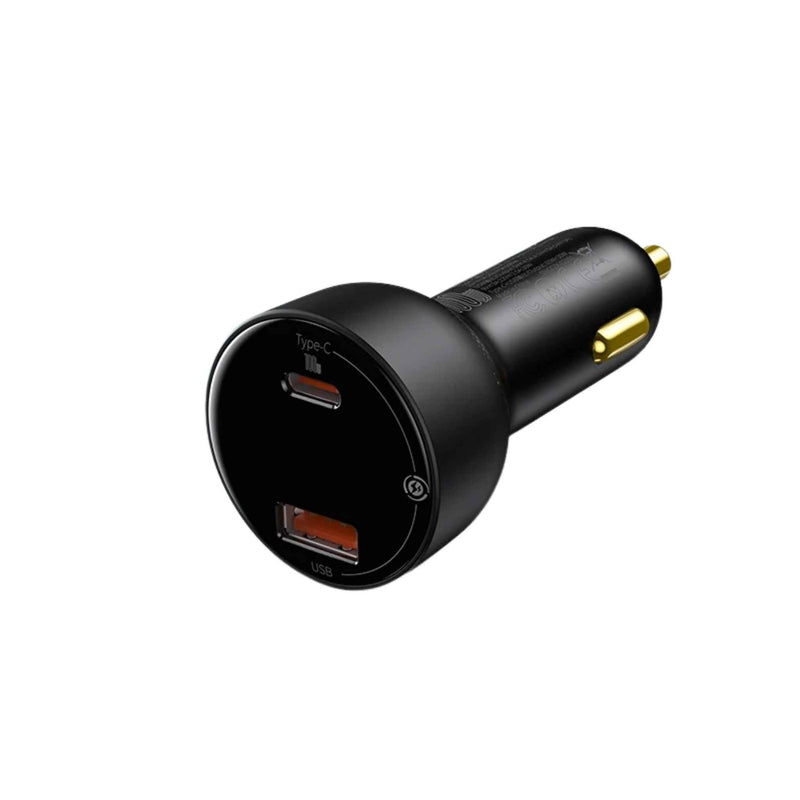 Baseus 100W Dual Port Fast Car Charger with Digital Display for Laptop and Smartphone
