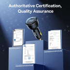 شاحن سيارة بيسوس سريع بقوة 100 واط مع شاشة رقمية – منفذ USB-C مزدوج + USB-A، دعم PPS/PD/QC3.0