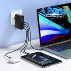 Baseus 100W GaN 4-Port Fast Charger – USB-C & USB-A Power Adapter for Laptops, Tablets, and SmartphonesGaN Fast Charger / Multi-Port Travel Power Adapter