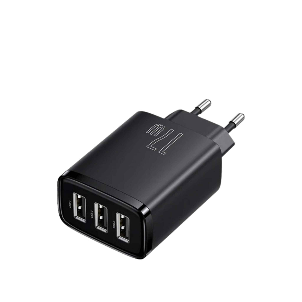 Baseus 17W 3USB Compact Travel Charger - Triple Port Wall Adapter
