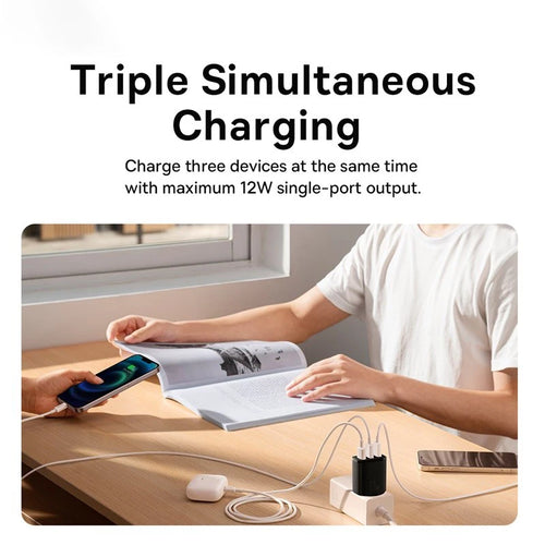 Încărcător de călătorie compact Baseus 17W 3USB