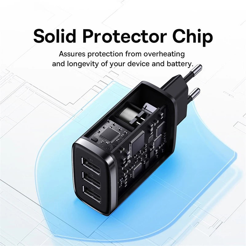 Baseus 17W 3USB Compact Travel Charger