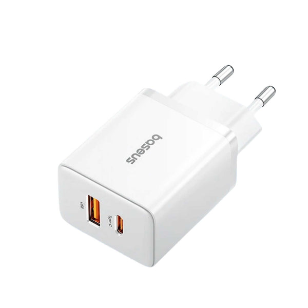 Baseus 20W Dual USB Fast Charger with USB-C and USB-A Ports for iPhone and Android Devices
