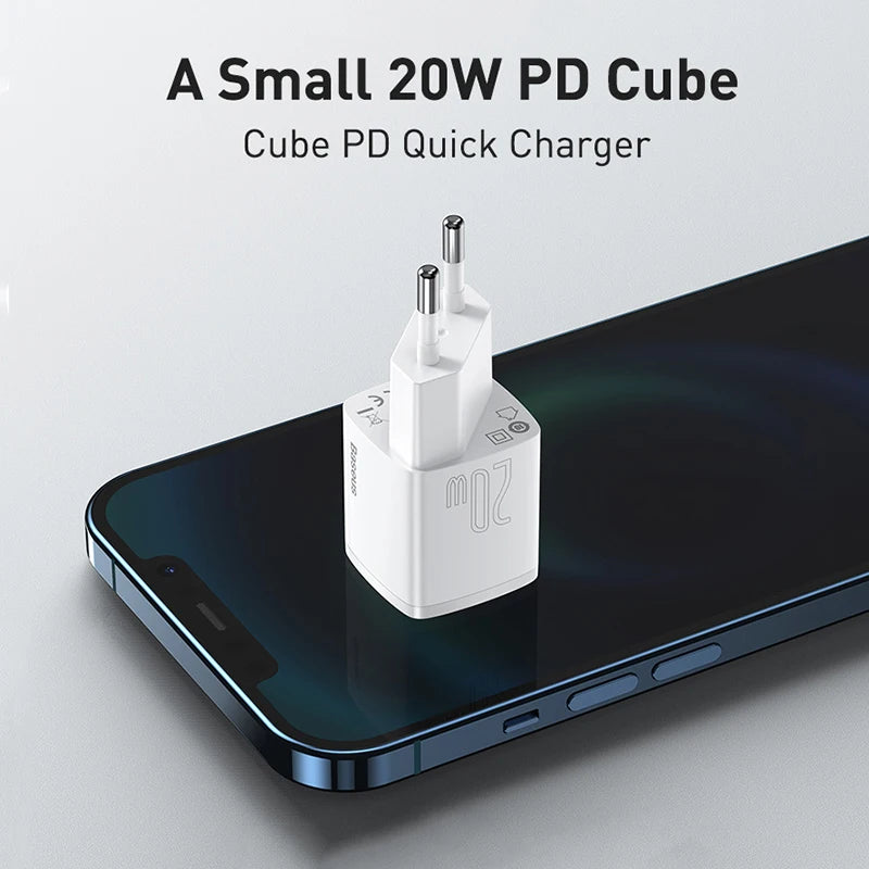 Chargeur rapide USB-C PD 20 W Baseus Mini – Adaptateur secteur compact pour iPhone séries 16/15/14/13/12
