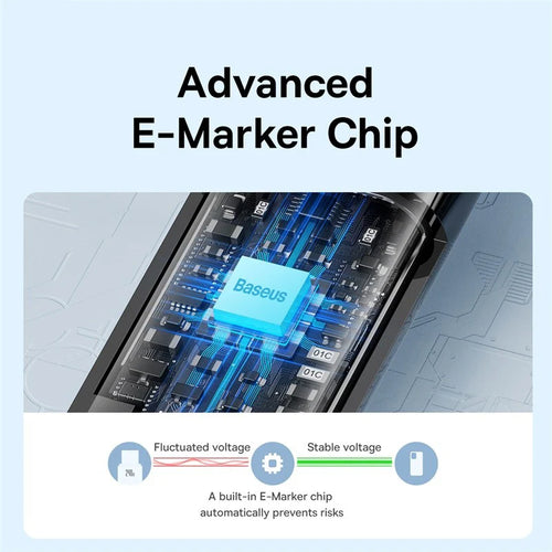 كابل Baseus 240W من USB-C إلى USB-C للشحن السريع – شريحة E-Marker، معيار PD 3.1، سبيكة زنك، كابل مضفّر نايلون بطول 2 م