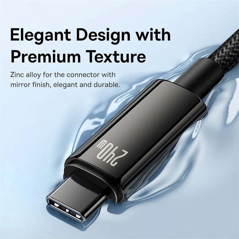 Baseus 240W Καλώδιο Γρήγορης Φόρτισης USB-C σε USB-C – E-Marker Chip, PD 3.1, Κράμα Ψευδαργύρου, Πλεκτό Νάιλον
Καλώδιο Φόρτισης & Δεδομένων USB-C σε USB-C, 2m