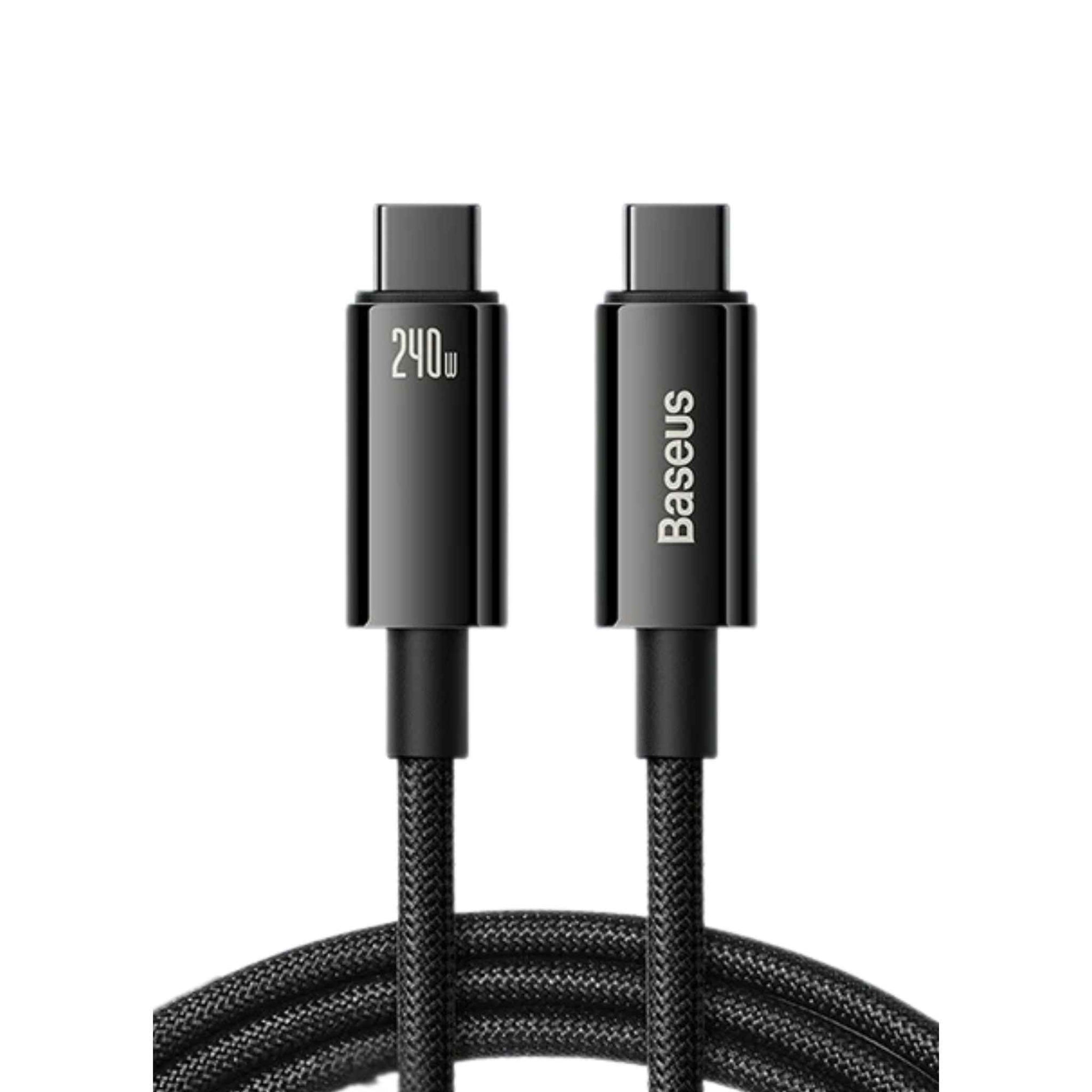 Baseus 240W USB-C to USB-C Fast Charging Cable with E-Marker Chip and Zinc Alloy Connectors – Nylon Braided
