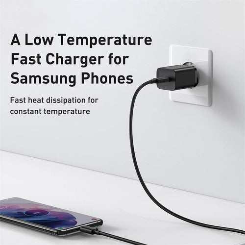 Cargador rápido Baseus 25 W Type-C con compatibilidad PD y QC3.0 + cable USB-C a USB-C de 1 m