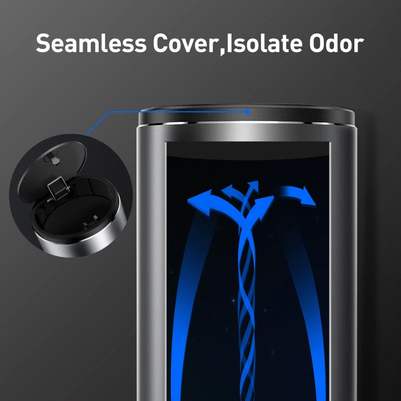 سلة مهملات للسيارة Baseus بغطاء يفتح بالضغط – سعة ٥٠٠ مل من سبائك الألمنيوم، سلة صغيرة للسيارة أو المكتب أو المنزل.