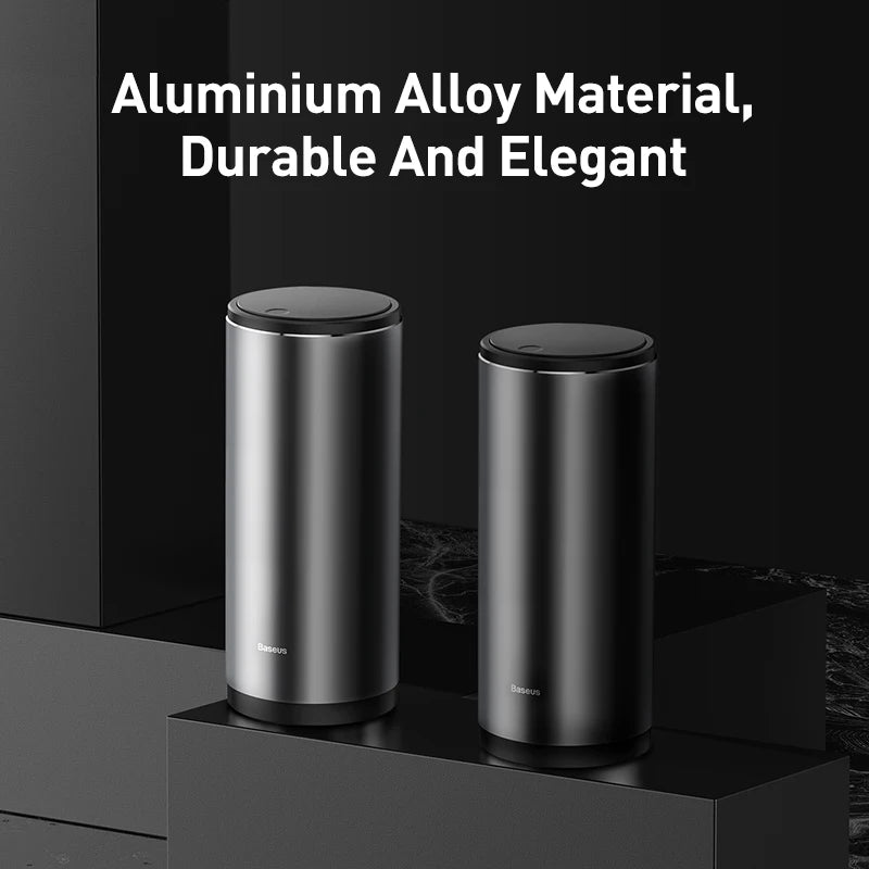 Baseus Car Trash Can with Press-to-Open Lid – 500mL Aluminum Alloy Mini Bin for Car, Office & Home