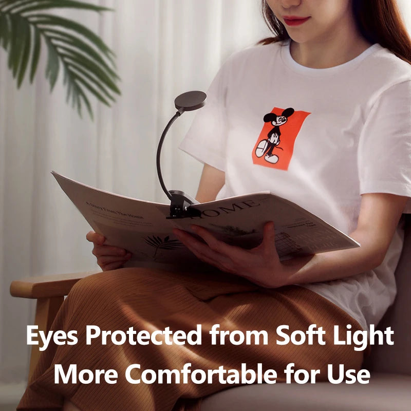 Baseus Comfort Reading Mini Clip Lamp – 3-Level Dimmable LED Eye Protection Light for Reading, Study, and Night UseLED Desk Lamp