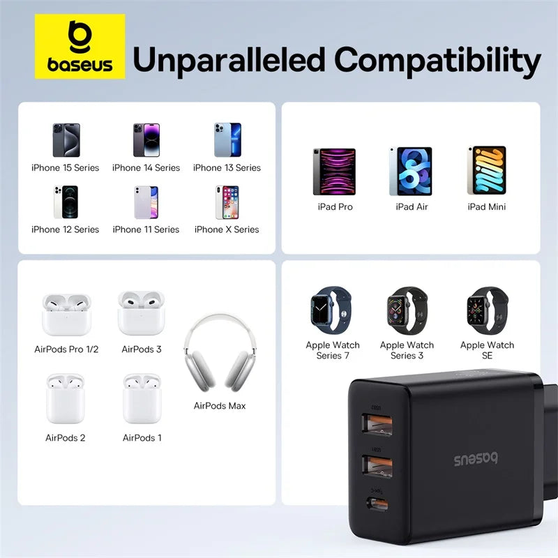 Baseus Cube Fast Charger 30W (3-Port)