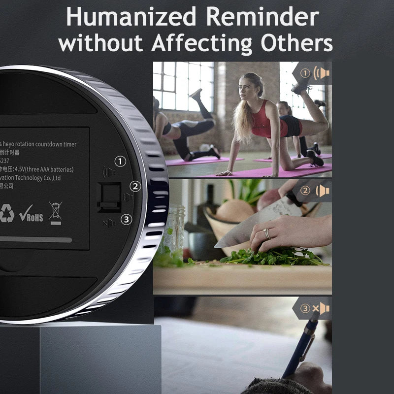 Baseus Heyo Rotation Countdown Timer – LED Digital Display with Magnetic Mount & Adjustable Sound for Cooking, Study, Work