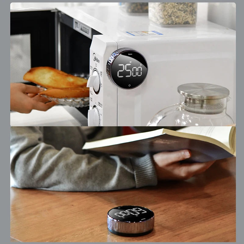 Baseus Heyo Rotation Countdown Timer – LED Digital Display with Magnetic Mount & Adjustable Sound for Cooking, Study, Work