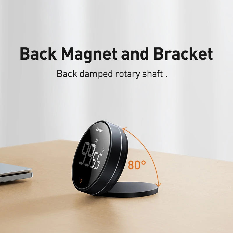 Baseus Heyo Rotation Countdown Timer Pro – Digital LED Kitchen Timer with Magnetic Back and Adjustable Volume