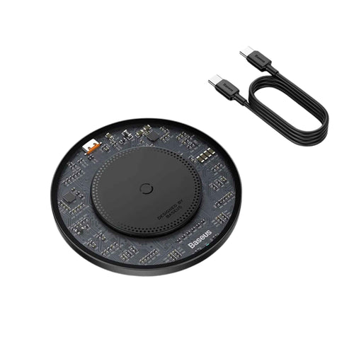 Baseus Simple 2 Transparent 15W Wireless Charger for iPhone and Android with Smart Cooling and Ultra-Thin Design

