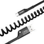Baseus USB-A to USB-C retractable spring cable 2A fast charging black
