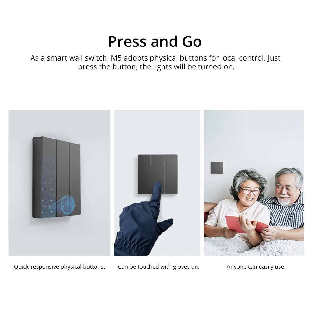 SONOFF M5 Matter 86 スマートウォールスイッチ – 複数ギャング対応スマートタッチスイッチ eWeLink リモート対応, Matter 認証, 音声 & アプリ制御
