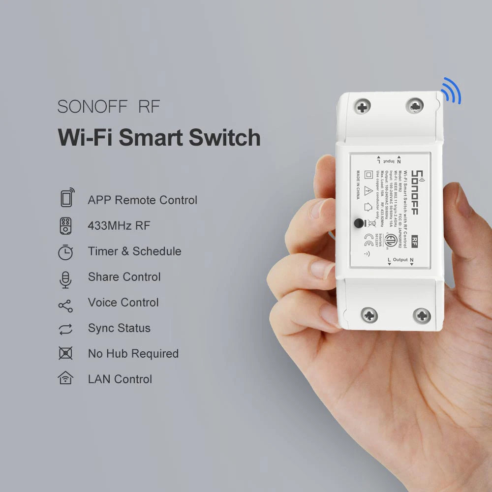 وحدة التبديل الذكية، من SONOFF، تدعم RF Wifi Wireless، الحد الأقصى للحمولة 10A، تدعم تحويل المفتاح العادي إلى المفتاح الذكي 3pcs RF مع RC
