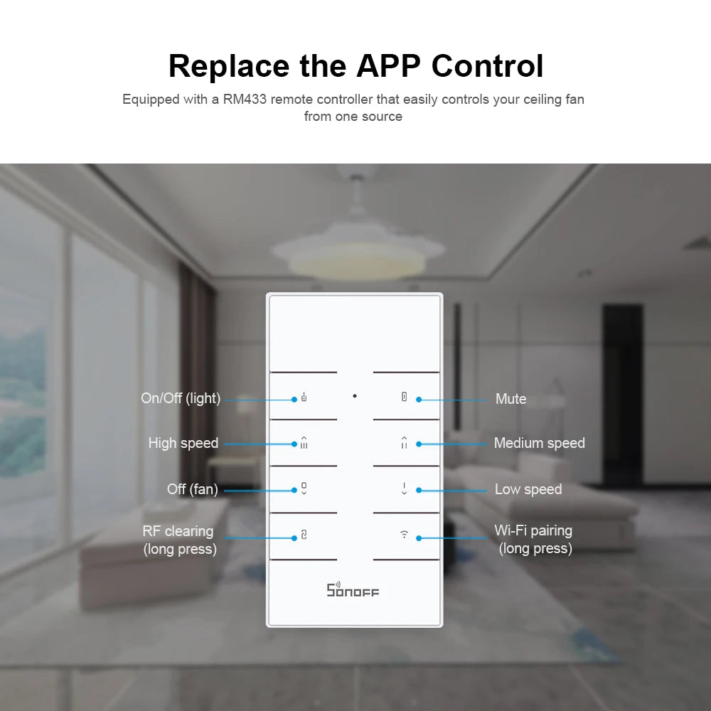 SONOFF iFan04-L Controler inteligent WiFi pentru ventilator de tavan și lumină – Control de la distanță și vocal