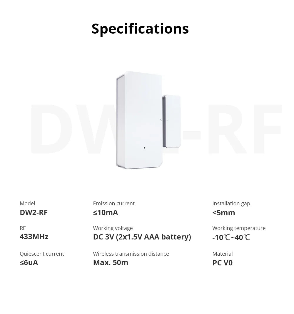 Door Motion Sensor, From SONOFF, Support 433MHz WiFi, DW2-RF Version