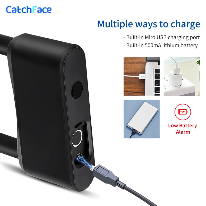 TTLock Fingerprint Smart U-Lock – Waterproof Anti-Theft Bike/Scooter Lock, USB Rechargeable