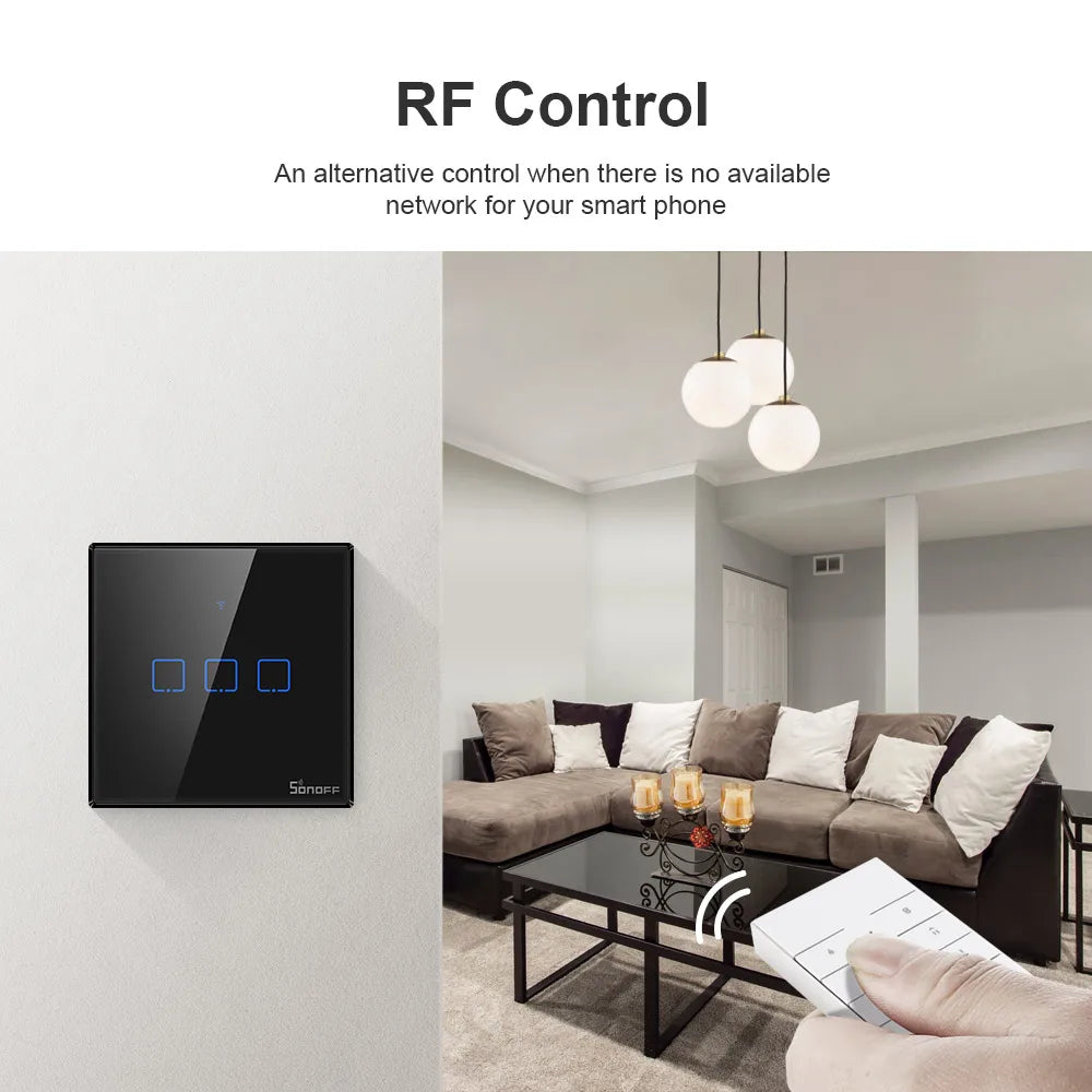 Smart Wall Light Switches, From SONOFF, T2 version, Supports WIFI RM433 Controller, Maxload 300W