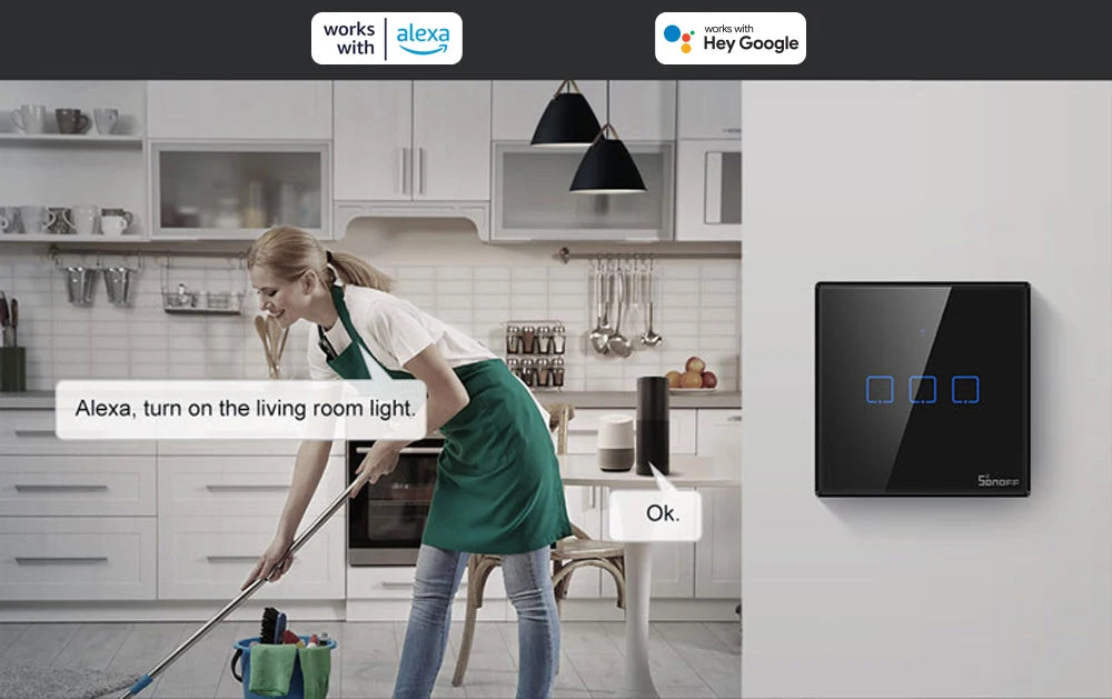 مفاتيح إضاءة حائط ذكية، من SONOFF، إصدار T3UK، تدعم التحكم عن بعد عبر تقنية WIFI 433 RF، أقصى حمل 480 وات