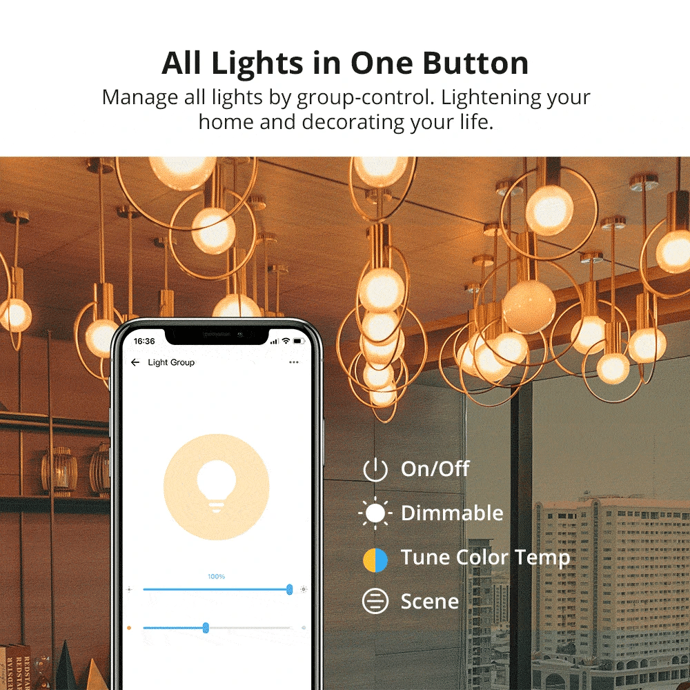 Smart Lighting Wi-Fi, B05-BL-A19 Version, Lamp E26, LED, RGBCW, From SONOFF