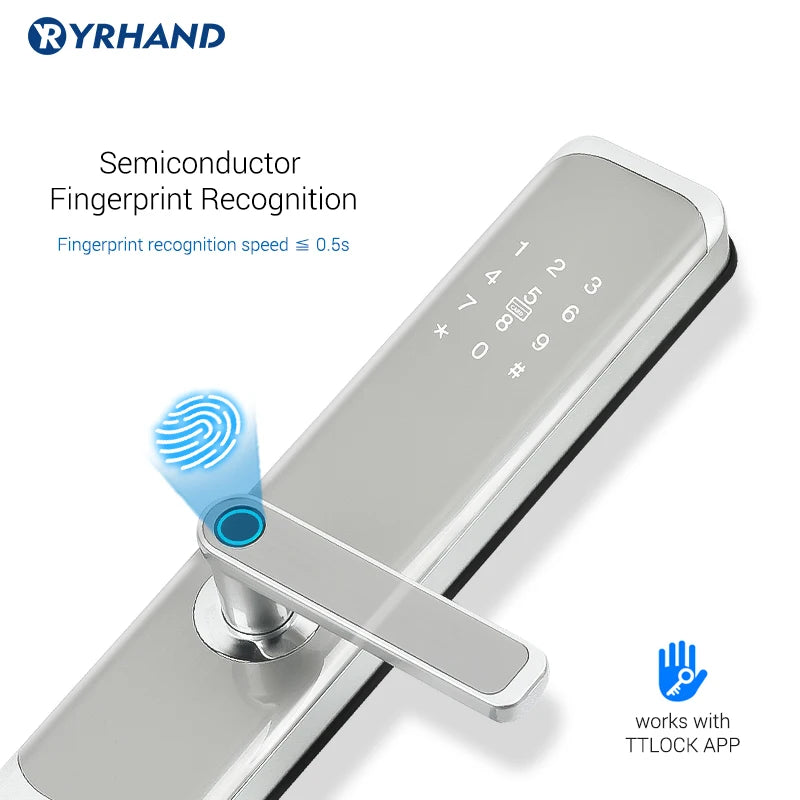 Smart Door Lock, from YRHAND, Made of Zinc Alloy, Waterproof, Silver Color