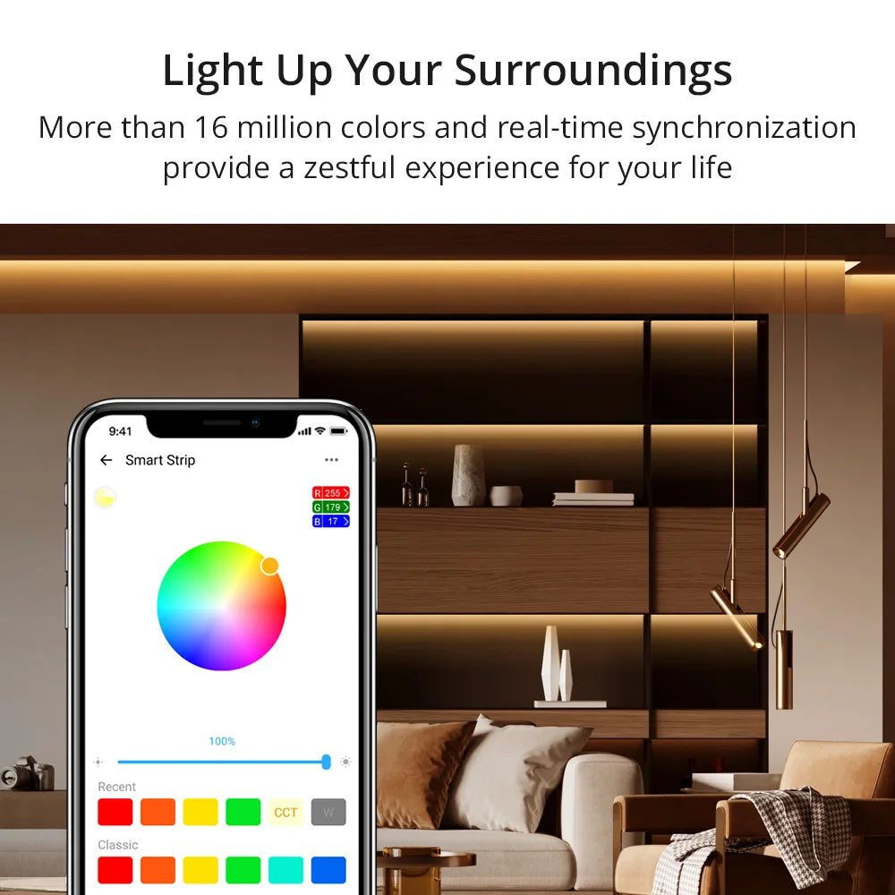 SONOFF L2 Slimme RGB LED-lichtstrip – 2M waterdicht, Bluetooth- & Wi-Fi-bediening, werkt met Alexa & Google Assistant